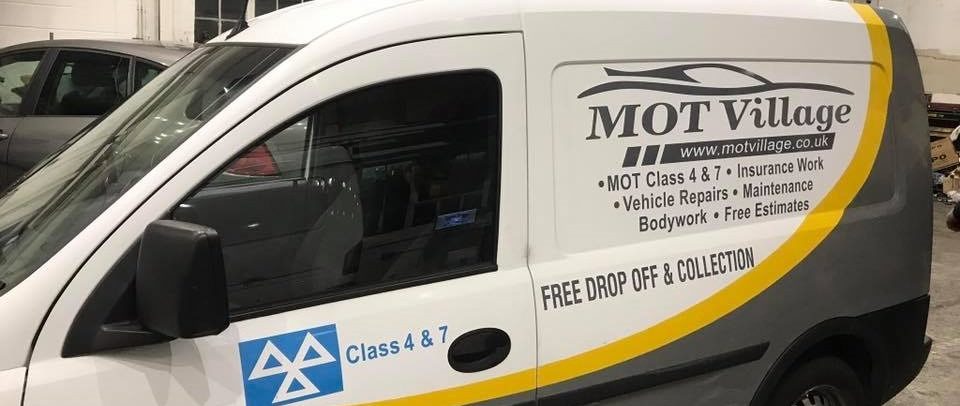MOT Village van advertising free drop off and collection